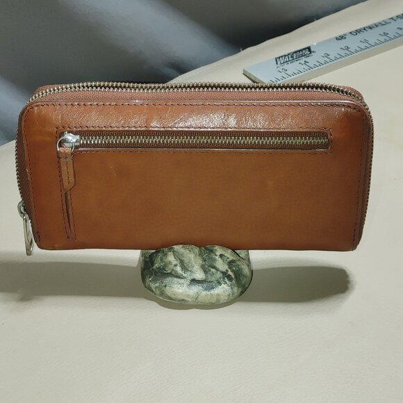 Fossil Vintage Brown Leather Zip Around Wallet Multiple Card Slots Coin Pocket - Picture 4 of 7